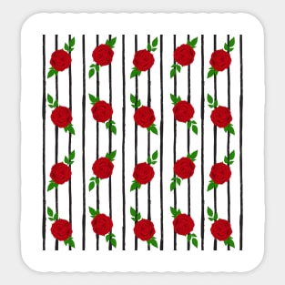 Red Roses with Black Vertical Lines Sticker